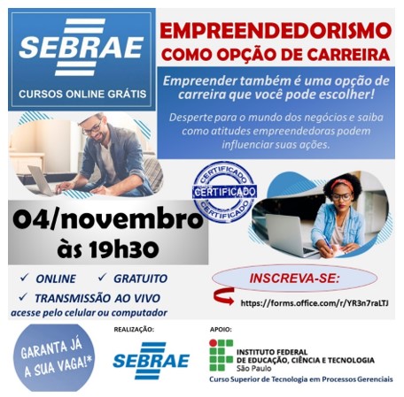 Logo do minicurso Empreendedorismo como opção de carreira